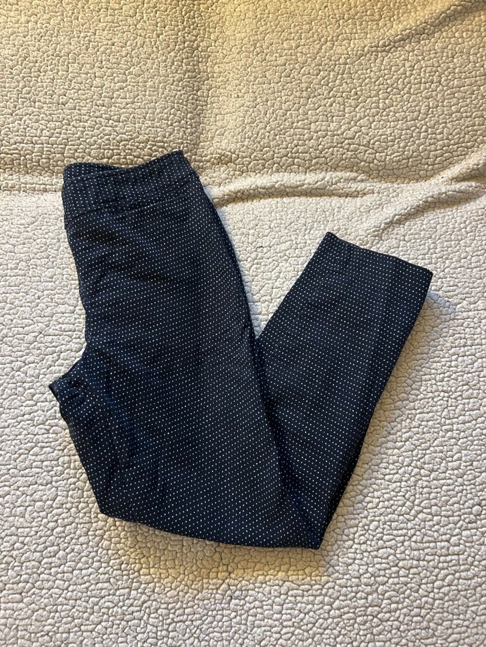 Talbots -- petite, cotton, navy blue/ white polka dot skinny ankle pants